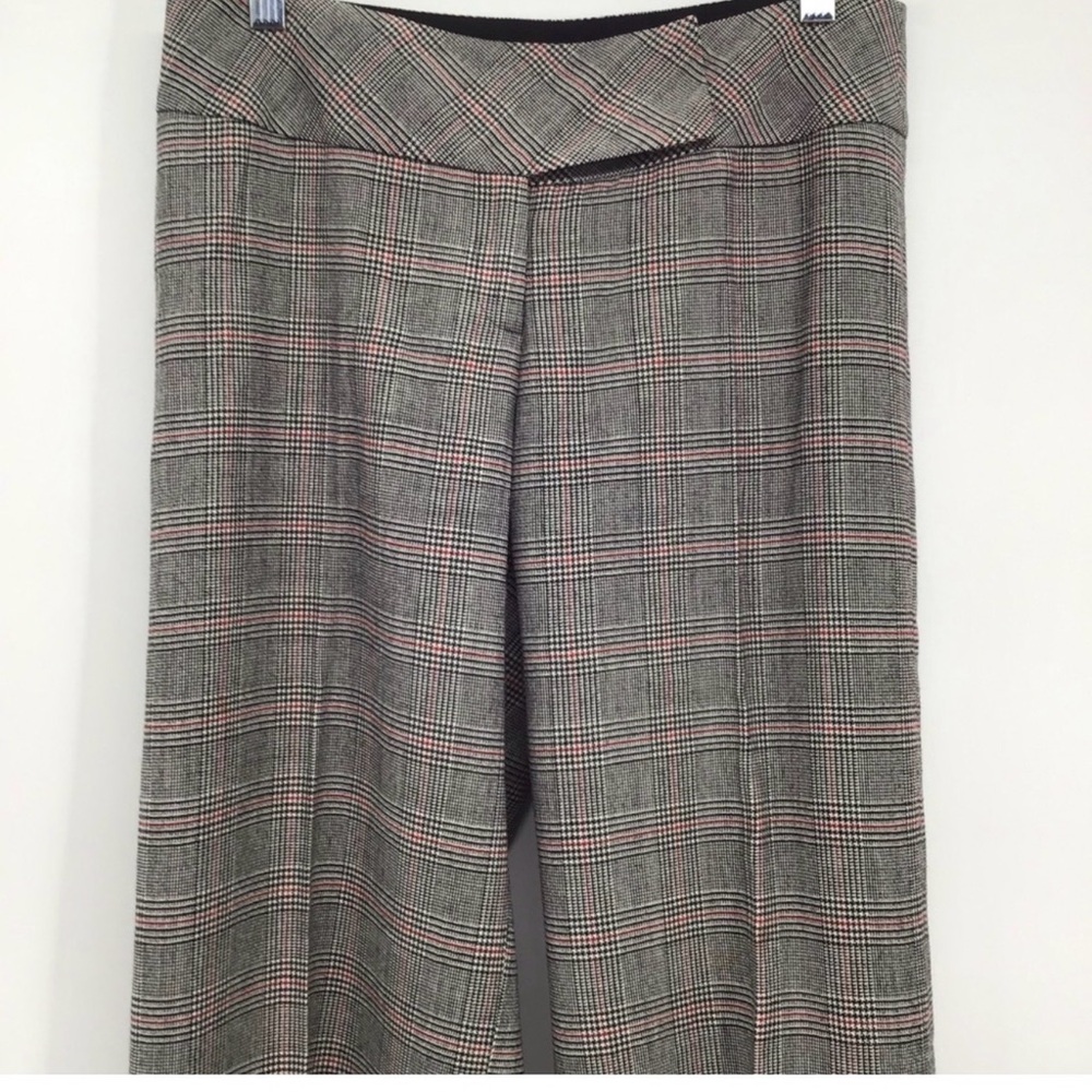 Milly of NY Wool Blend Wide Leg Trousers Pants Plaid Office Warm Career Size 6